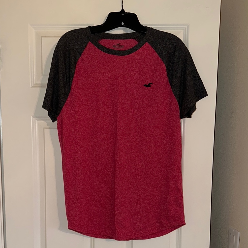 Hollister Red and Black Raglan T-Shirt